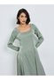 Green Dot Print Square Neck Maxi Dress - 2