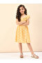 Girls Printed Square Neck Casual Dress