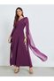 Purple Sleeveless Draped Detail A-Line Maxi Dress
