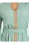 Green Textured Foil Print Jalabiya - 4