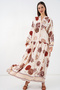 Women's Patterned Long Hijab Dress 2585 - Z.Beige - 3