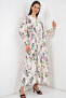 Women's Patterned Long Hijab Dress 2585 - F.Gray - 2