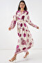 Women's Patterned Long Hijab Dress 2585 - D. Fuchsia