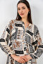 Women's Patterned Long Hijab Dress 2585 - K. Beige - 2