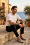 Walsh Hair Braid Patterned Crew Neck Slim Knitwear Men's T-Shirt - Ecru - 4