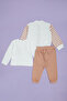 Striped Teddy Bear Printed Girls' 3-Piece Set - 2