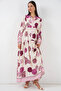 Women's Patterned Long Hijab Dress 2585 - D. Fuchsia - 3