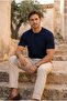 Walsh Hair Braid Patterned Crew Neck Slim Knitwear Men's T-Shirt - Navy Blue - 4