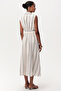 Shirt Collar Waist-Fitted Jacquard Regular Midi Dress - 2