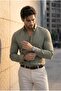 Lycra Regular Fit Breathable Classic Men's Oxford Shirt - Khaki - 3