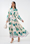 Women's Patterned Long Hijab Dress 2585 - Green 1 - 2