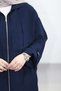 6348- Comfortable and Stylish Zippered Pocket, Sleeve Tie Detail, Soft Modal Fabric, Long Hooded Women's Tunic - 4