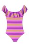 Mae - Stylish Girls' Swimsuit with Ethnic Zigzag Pattern and Ruffle Detail on the Shoulders by Nessi Byrd - 2