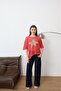 Women's Pomegranate Flower Star Detailed Mesh Knit Blouse Sn190 - 2