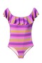 Mae - Stylish Girls' Swimsuit with Ethnic Zigzag Pattern and Ruffle Detail on the Shoulders by Nessi Byrd
