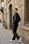 Women's Transparent Sequin Detailed Zippered Jacket and Trousers Two-Piece Set - 6