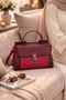 Prime Collection Women's PU Leather Handbag with Top Handle & Shoulder Strap - 5