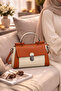 Prime Collection Women's PU Leather Handbag with Top Handle & Shoulder Strap - 5