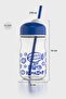 Bubble Kids Little Dreamer Patterned 370 ml Glass Bottle with Straw 182027 Blue - 2