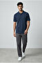 Men's Pique Polo Collar T-Shirt Regular Fit-Navy Blue - 2