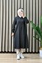 Asuman Tunic Denim Fabric Women's Smoked Sleeves Elasticized Buttoned Hijab Tunic