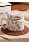 Dustproof Milk Coffee Ceramic Cup, office cup, couple cup, covered ceramic coffee cup - 2
