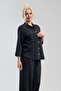 Women's Black 100% Cotton 3/4 Sleeve Shirt with Large Pockets - 4