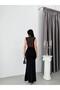 Women's Black Lace Detailed Draped Maxi Dress Elt7221 - 3