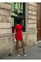 Women's Red Pocket Detailed Mini Balloon Dress Yel221824 - 4