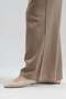 Women's Beige Elastic Waist Wide Leg Comfort Pants - 8
