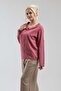 Women's Pink Baby Collar Sleeve Britli Accessory Buttoned Cotton Blouse - 4