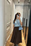 Brown - Women's Flared Skirt with Elastic Waist