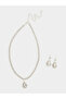Silver Crystal Pendant Necklace and Earrings Jewelry Set