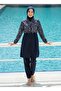 Women's Quick-Drying Water-Repellent Fabric Zippered Fully Covered Hijab Swimsuit - 4