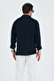 Caos Trend Men's Black Linen Textured Long Sleeve Oversize Shirt - 2