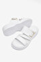 Women's White Comfortable Buckle Double Strap Slippers - 4