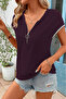 Women's Sparkling Zipper Collar Viscose Blouse - 2