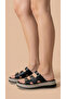 Round Three-Stripe Gold Buckle Detailed High Heeled Comfortable Women's Summer Slippers Sandals - 4