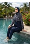 Women's Quick-Drying Water-Repellent Fabric Zippered Fully Covered Hijab Swimsuit - 2