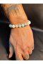 Green, Brown and White Toned 10mm Natural Agate Stone Bracelet - 3