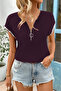 Women's Sparkling Zipper Collar Viscose Blouse - 4