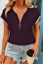Women's Sparkling Zipper Collar Viscose Blouse