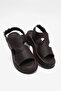 Women's Brown Comfortable Flat Buckle Sandals - 5