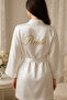 Bride Gold Embroidered Simple and Belted Bridal Dressing Gown - 3