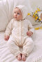 Baby Girl Ecru Lace Detailed Self-Patterned Jumpsuit and Bonnet Set - 2