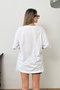 Women's Crew Neck Embroidered 100% Cotton T-Shirt White - 26Y 26507 - 5