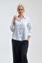 Women's White 100% Cotton 3/4 Sleeve Shirt with Large Pockets - 2
