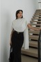 Women's White Cape Detailed Draped Stylish Bodysuit