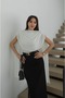 Women's White Cape Detailed Draped Stylish Bodysuit - 2