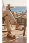 Horizontal Long Gold Buckle Crossed Striped High Heel Comfortable Women's Slippers Sandals - 8